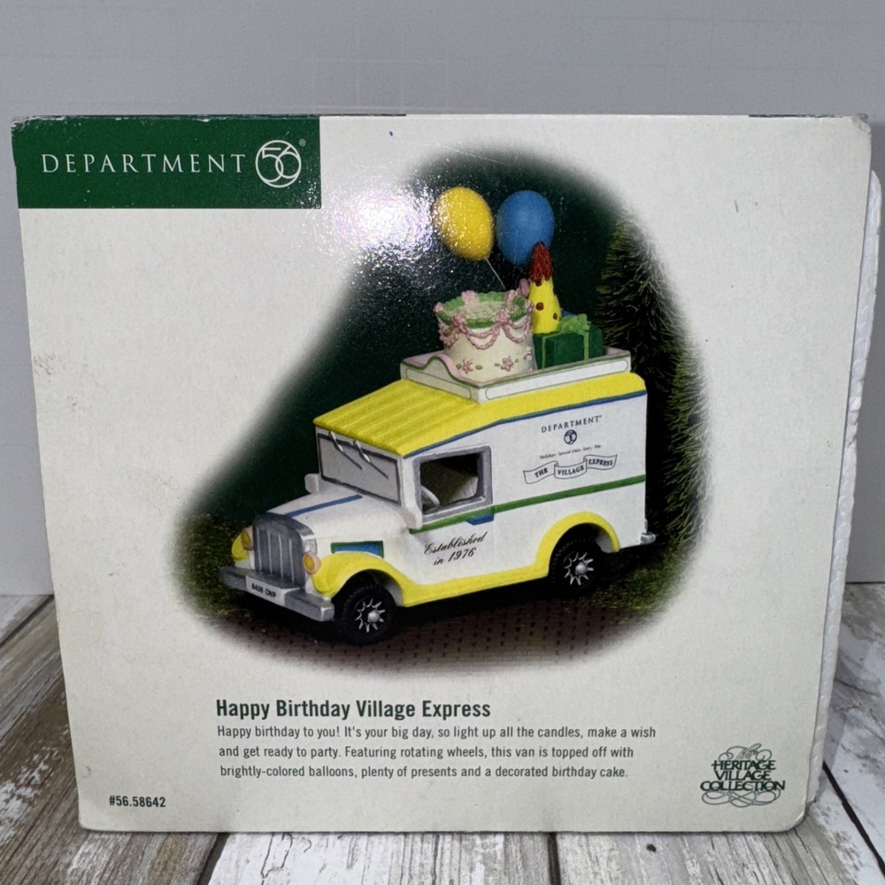 Dept 56 Heritage Village "HAPPY BIRTHDAY VILLAGE EXPRESS"  #58642‎ NIB-RETIRED